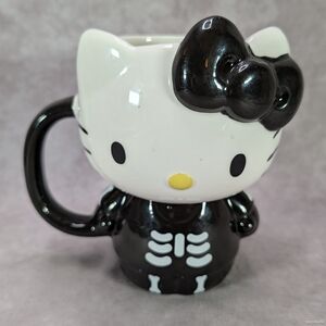 Hello Kitty Halloween Mug Black Bow Skeleton 20oz Sculpted Full Body 2023 Sanrio